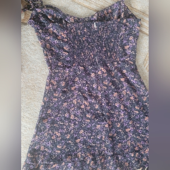 Dark Floral Mini Dress - Picture 2 of 4